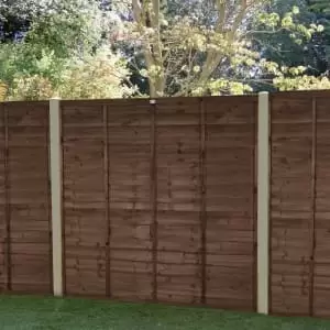 Image of Forest Garden Brown Pressure Treated Superlap Fence Panel - 1830 x 1680mm - 6 x 5'6ft - Pack of 5