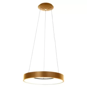 Image of Ring Sled Cylindrical Pendant Ceiling Light Gold Matt, Plastic White