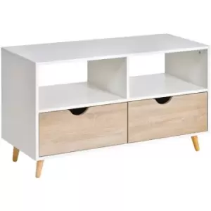 Image of Homcom - 99cm TV Stand Media Unit Cabinet w/ Shelves Drawers Storage Centre Beige