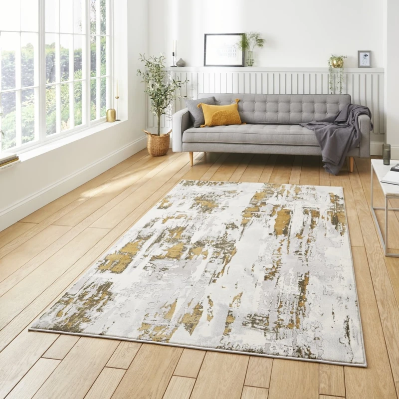 Image of Apollo Marble Effect Rug Gold