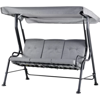 Image of Outsunny - Outdoor 3-person Porch Swing Chair Garden Bench, Grey