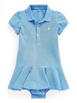 Image of Ralph Lauren Baby Girls Classic Polo Dress - Blue, Size 12 Months