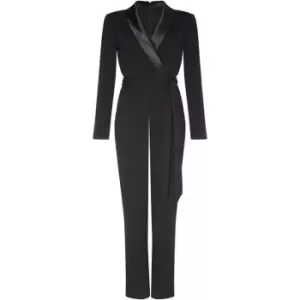 Image of Adrianna Papell Crepe Tuxedo Jumpsuit - Black