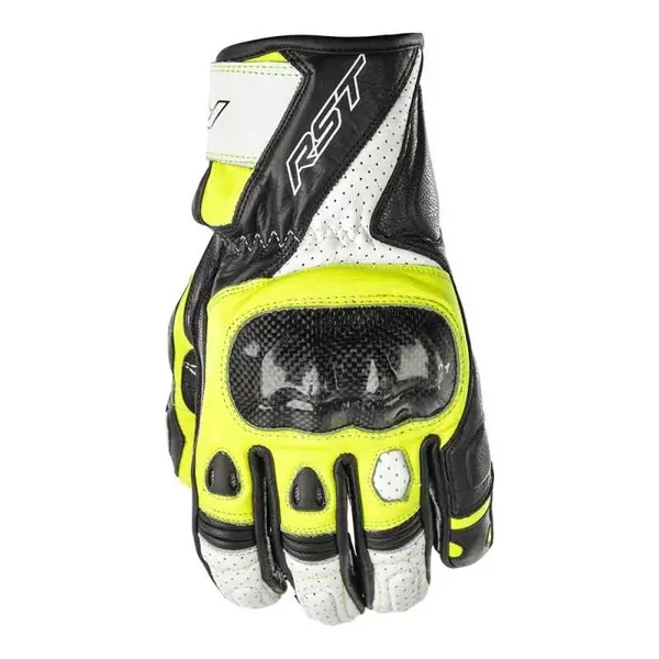 Image of RST Stunt III Ce Mens Glove Black White Neon Yellow 12