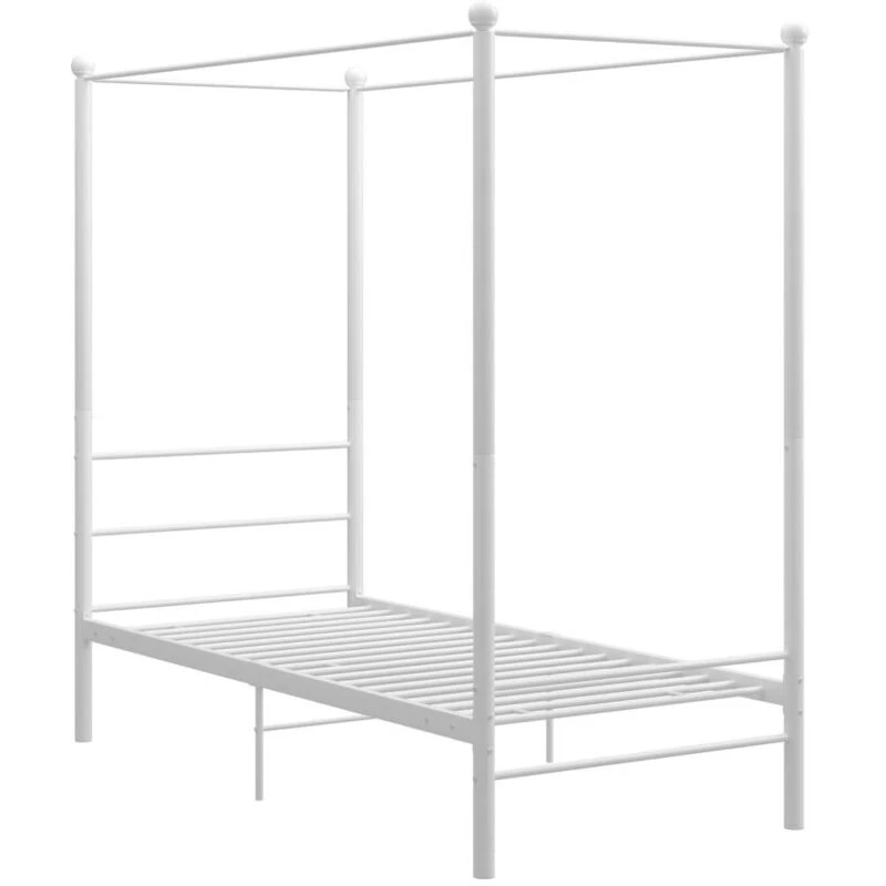 Image of VIDAXL Canopy Bed Frame without Mattress White Metal 90x200cm Vidaxl 8720286163672