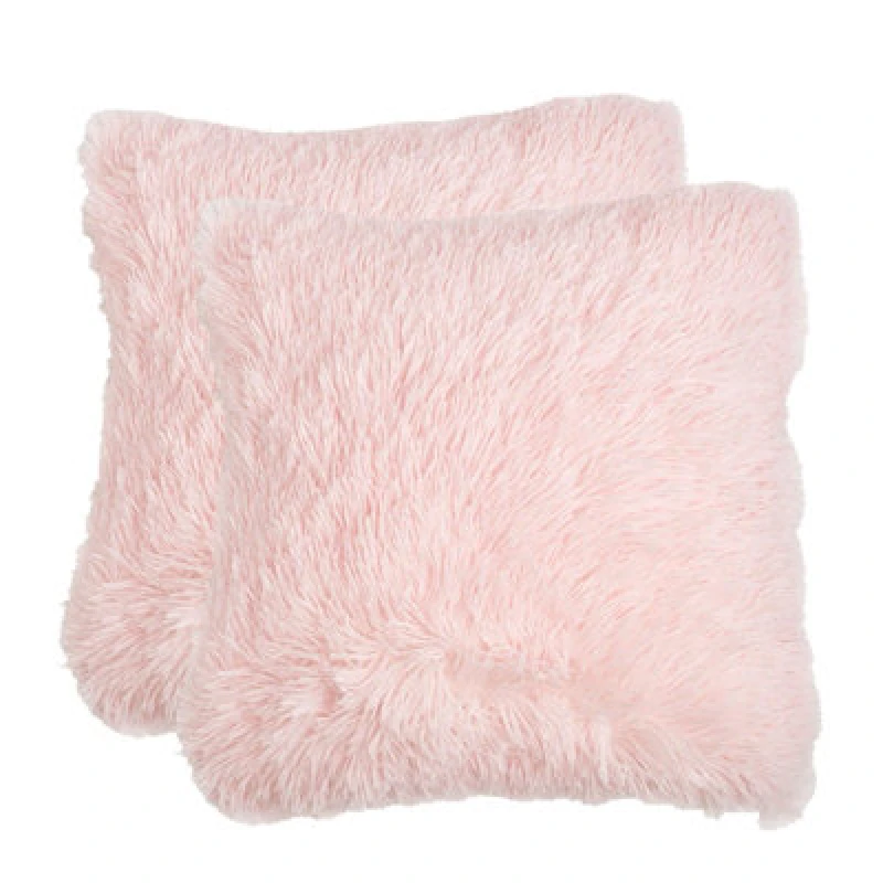 Image of OHS OHS Pack of 2 Fluffy Fleece Zip Up Cushion Covers in Baby Pink Size: 55cm x 55cm Baby Pink 55cm x 55cm Unisex 5027434154289