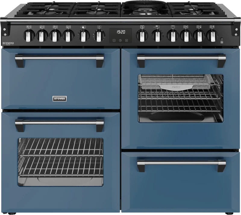 Image of Stoves Richmond Deluxe 110DF 110cm wide Dual Fuel Range Cooker with Gas Hob - Twilight Blue - A Rated