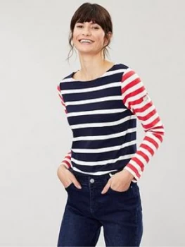 Image of Joules Harbour Long Sleeve Jersey Top - Navy/Cream