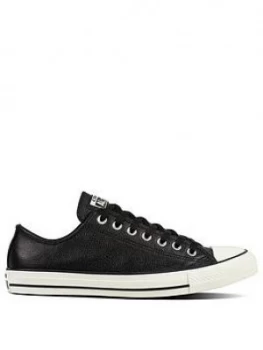 Image of Converse Chuck Taylor Leather All Star Ox, Black/White, Size 9, Men