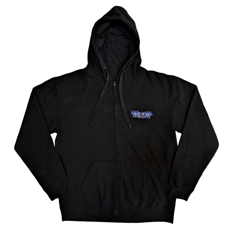 Image of Bring Me The Horizon Mens Crow Wings Full Zip Hoodie in Black Size: Large Black Male L