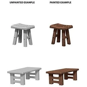 Image of Pathfinder Deep Cuts Unpainted Miniatures - Wooden Table & Stools