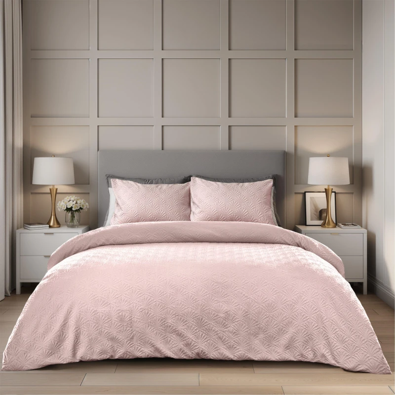 Image of Emma Barclay Duvet Set Jacquard Sorrento Blush Pink unisex King