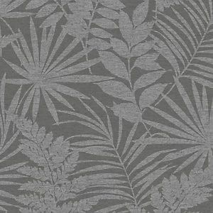 Image of Superfresco Easy Fenne Grey Tropical Leaf Wallpaper