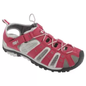 Image of PDQ Womens/Ladies Toggle & Touch Fastening Sports Sandals (4 UK) (Red/Grey)