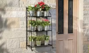 Image of Three-Tiered Metal Shelf: Black