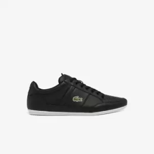 Image of Lacoste Mens Chaymon Synthetic and Leather Trainers Size 7 UK Black & White
