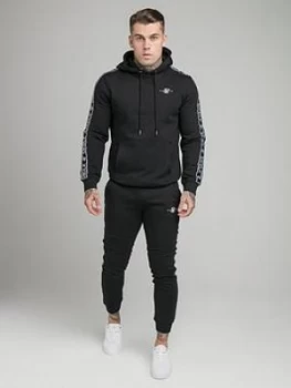 Image of SikSilk Fleece Overhead Hoodie Tracksuit - Black Size M Men