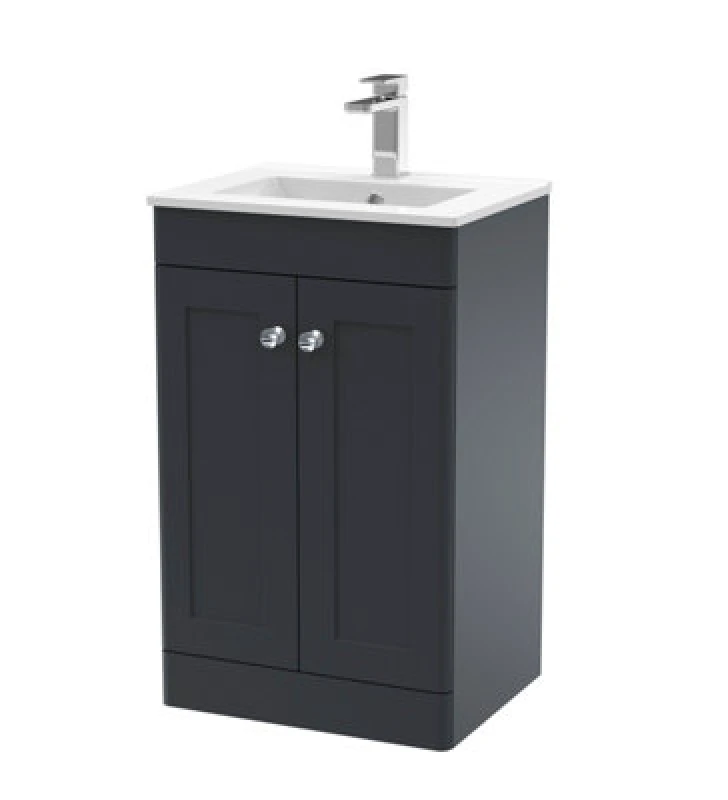 Image of NUIE Nuie - Classique Floor Standing 2-Door Vanity Unit with Basin-2 500mm Wide - Satin Anthracite CLC1423C