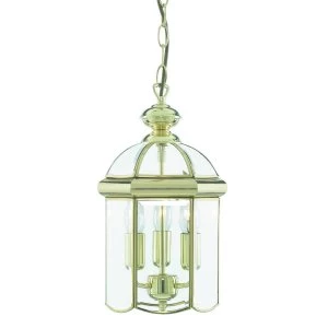 Image of 3 Light Ceiling Lantern Pendant Polished Brass, E14