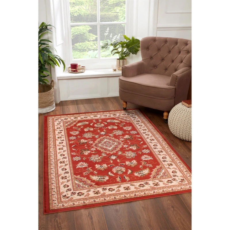Image of HMC Home SHERBORNE TRADITIONAL RUG - Orange Orange 80/150cm