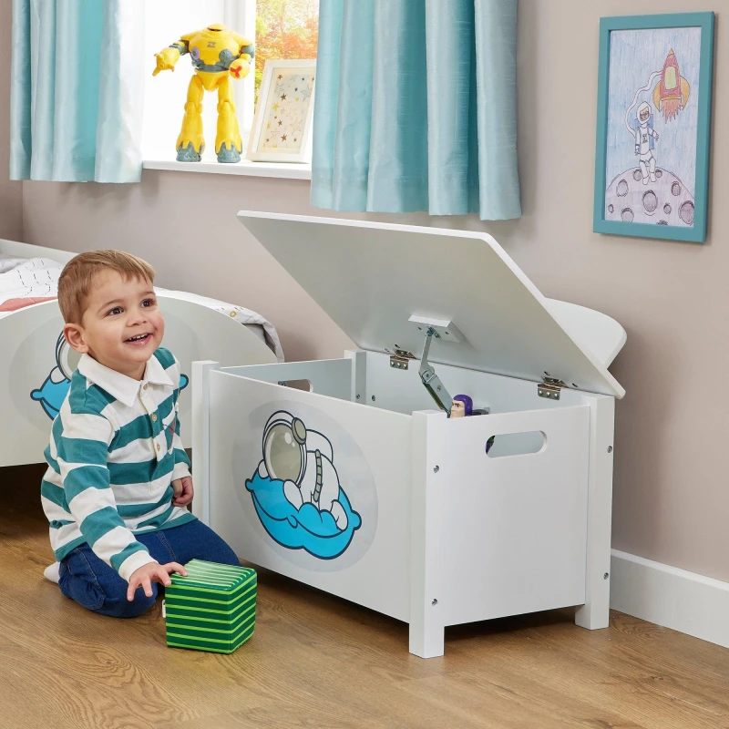 Image of Liberty House Toys Space Wooden Toy Box in White White Unisex