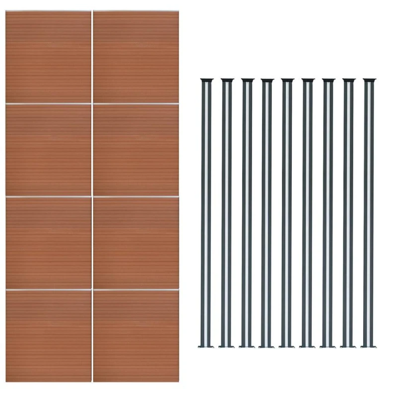 Image of Monstershop Composite Fence Panels & LED Posts 6ft x 46ft - Brown Brown Unisex