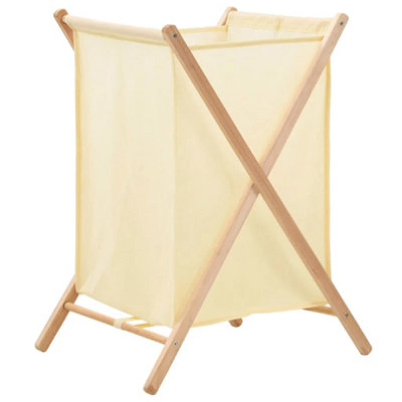 Image of Vidaxl Laundry Basket Cedar Wood And Fabric Beige 42X41X64 Cm