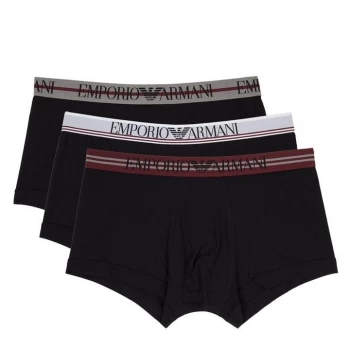 Image of Emporio Armani 3 Pack Stretch Cotton Mixed Waistband Trunks Multi Size L Men