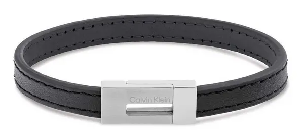 Image of Calvin Klein 35100020 Mens Exposed Black Leather and Jewellery