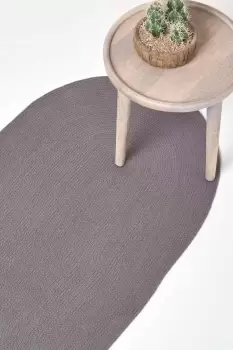 Image of Handmade Woven Braided Oval Hallway Rug, 66 x 200 cm