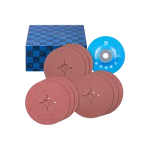 Image of Pferd Fibre Disc Set 10 Piece Aluminium Oxide Diameter 125mm A36, 60, 80 with G