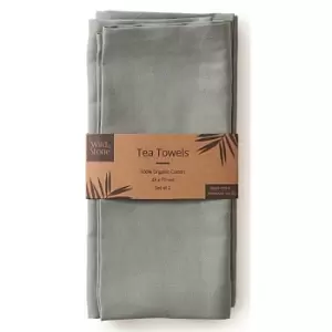 Image of Wild & Stone Organic Cotton Tea Towels Set of 2 - Moss Green