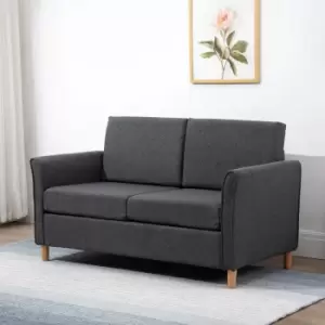 Image of HOMCOM Compact 2 Seater Sofa With Armrests Linen Style Upholstery Dark Grey