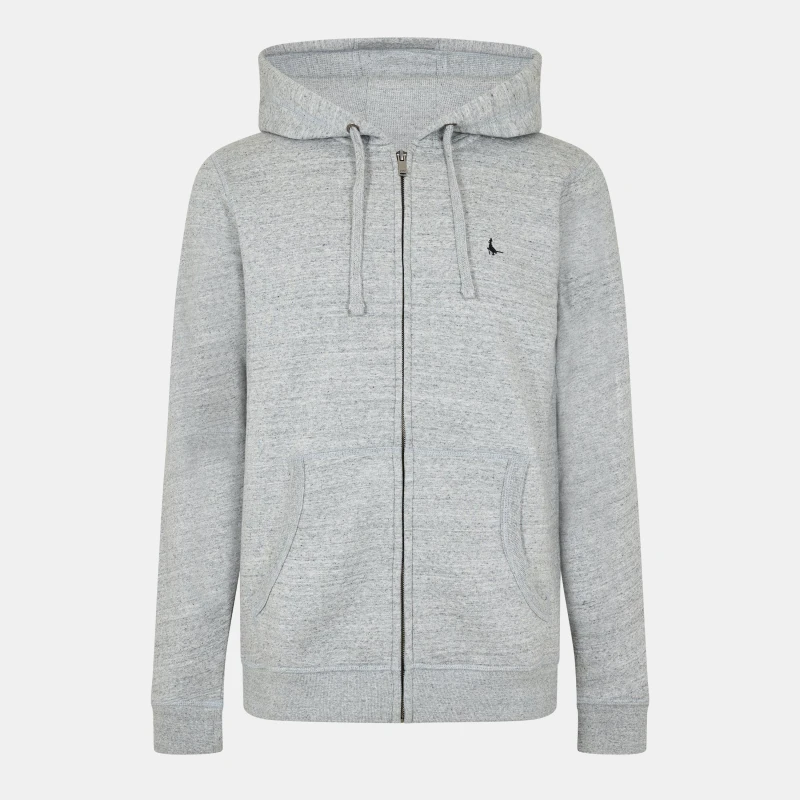 Image of Jack Wills Pheasant Logo Zip Hoodie - Grey Grey XS