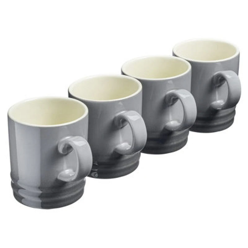 Image of Cooks Professional Set Of 4 Colourful Stoneware Mugs - Tea Coffee Drinking Cups 350Ml Capacity - Dishwasher & Microwave Safe - Grey