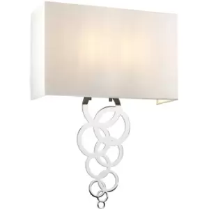 Image of Elstead Rosa Large 2 Light Wall Light, Polished Chrome, Ivory Faux Silk Shade