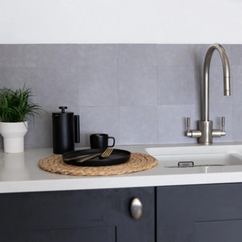 Image of D-C-Fix Micro Cement Dark Grey Self-Adhesive Vinyl Wall Tiles 15.25Cm(W) 15.25Cm(H) 1.2mm(D) Pack Of 36 (0.84Sqm)