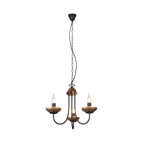 Image of Livia Modern 3 Light Multi Arm Pendant Ceiling Light Black Matt
