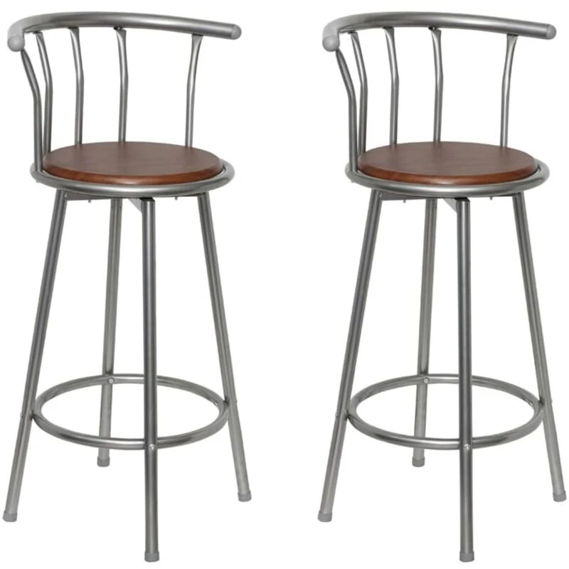 Image of Vidaxl Bar Stools 2 Pcs Brown Steel Bar Stools