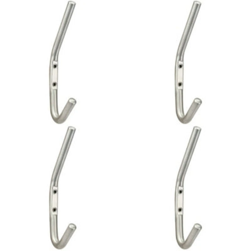 Image of Loops 4x Slimline One Piece Hat & Coat Hook 59mm Projection Satin Stainless Steel Metallics
