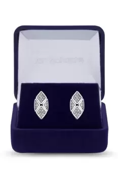 Image of Rhodium Plated Gate Chain Micro Pave Earrings - Gift Boxed