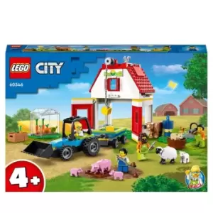 Image of LEGO City Barn & Farm Animals Set with Tractor Toy 60346 - Multi