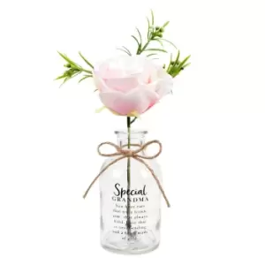 Image of Peaches and Cream Grandma Flower in Glass Jar