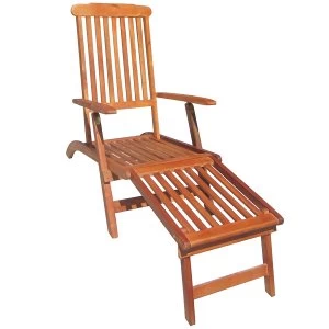 Image of Charles Bentley Hardwood Folding Steamer Sun Lounger
