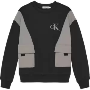 Image of Calvin Klein Jeans Mix Media Cn Sweatshirt - Black