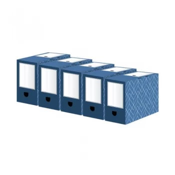 Image of Bankers Box Decor 150mm Transfer File Blue Pack of 5 4483901