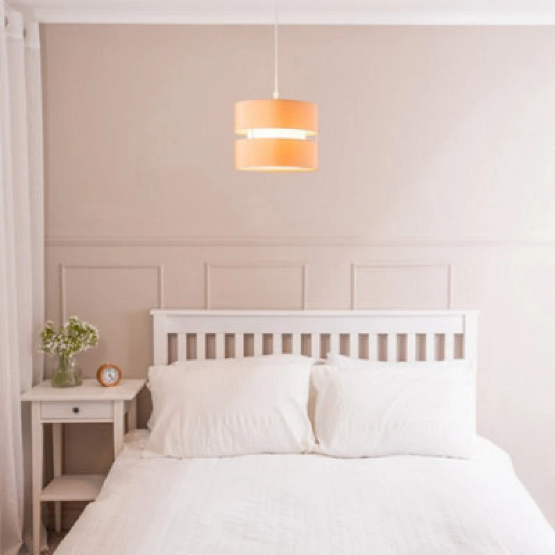 Image of ValueLights Sophia Pair of Easy Fit Small Light Lamp Shades with 10W LED Warm White Bulbs Camel