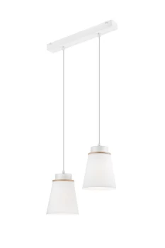 Image of Agustino Bar Pendant Ceiling Light, Fabric Shade, White , 2x E27