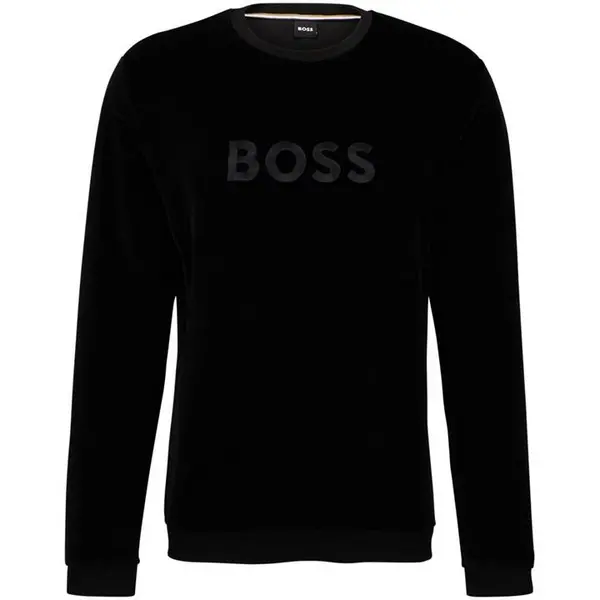 Image of Boss HBW Velour Sweat Sn34 Crew Sweaters Small Black 52262503350