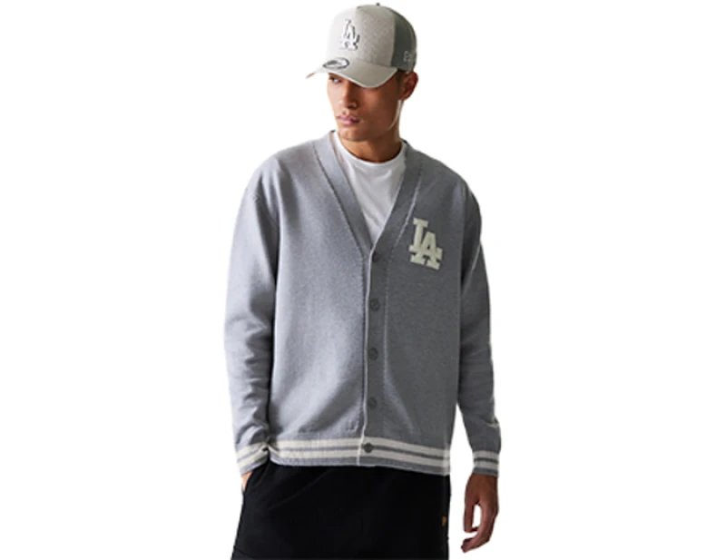 Image of New Era Mlb Knit Los Angeles Dodgers Jacket Grey XL